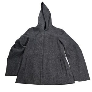 Braetan Hooded Wool Blend Jacket Women Small Gray Excellent Full Zip Tailored